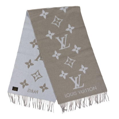 Louis Vuitton Cashmere Monogram Reykjavik Scarf Greige 2 of 3