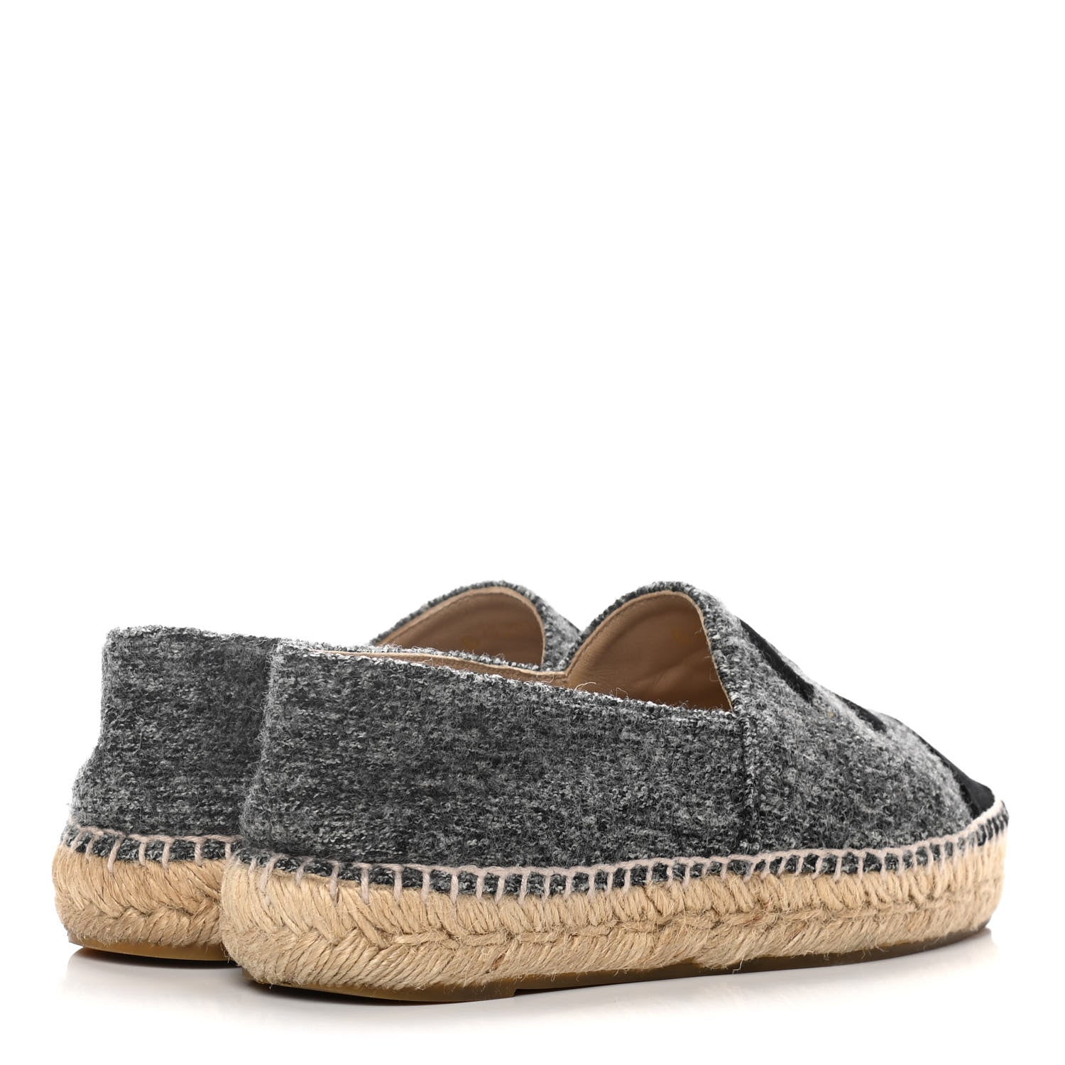 Chanel Tweed Velvet CC Espadrilles 36 Grey Black 4 of 14