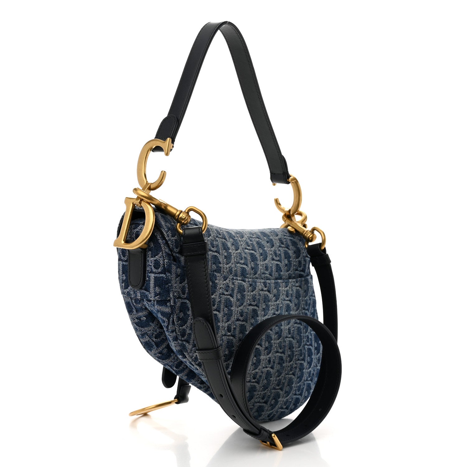 Christian Dior Denim Oblique Jacquard Saddle Bag With Strap Blue 3 of 10