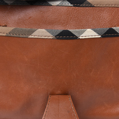 Burberry Calfskin House Check Trim Bates Shoulder Bag Cognac 16 of 33