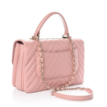 Chanel Lambskin Chevron Quilted Medium Trendy CC Dual Handle Flap Bag Pink 3 of 12