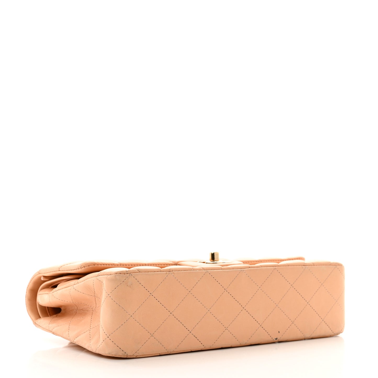 Lambskin Quilted Medium Double Flap Light Orange