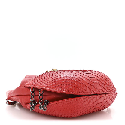 Chanel Snakeskin Calfskin Gabrielle Bucket Red 4 of 10