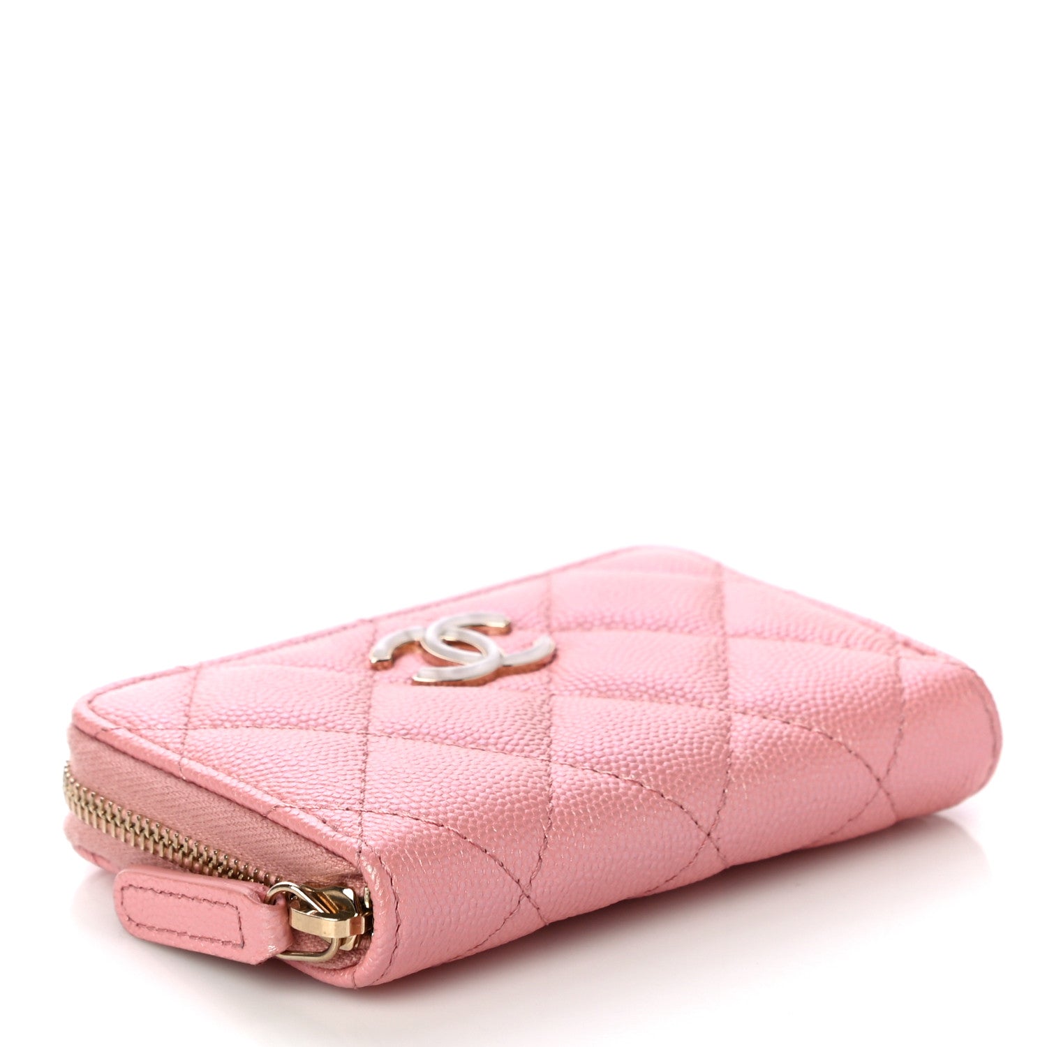 Chanel Iridescent Caviar Quilted Zip Coin Purse Pink 4 of 11