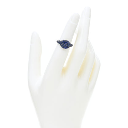 David Yurman 18K White Gold Blue Sapphire Petite Pave Chevron Pinky Ring 48 4.5 2 of 4