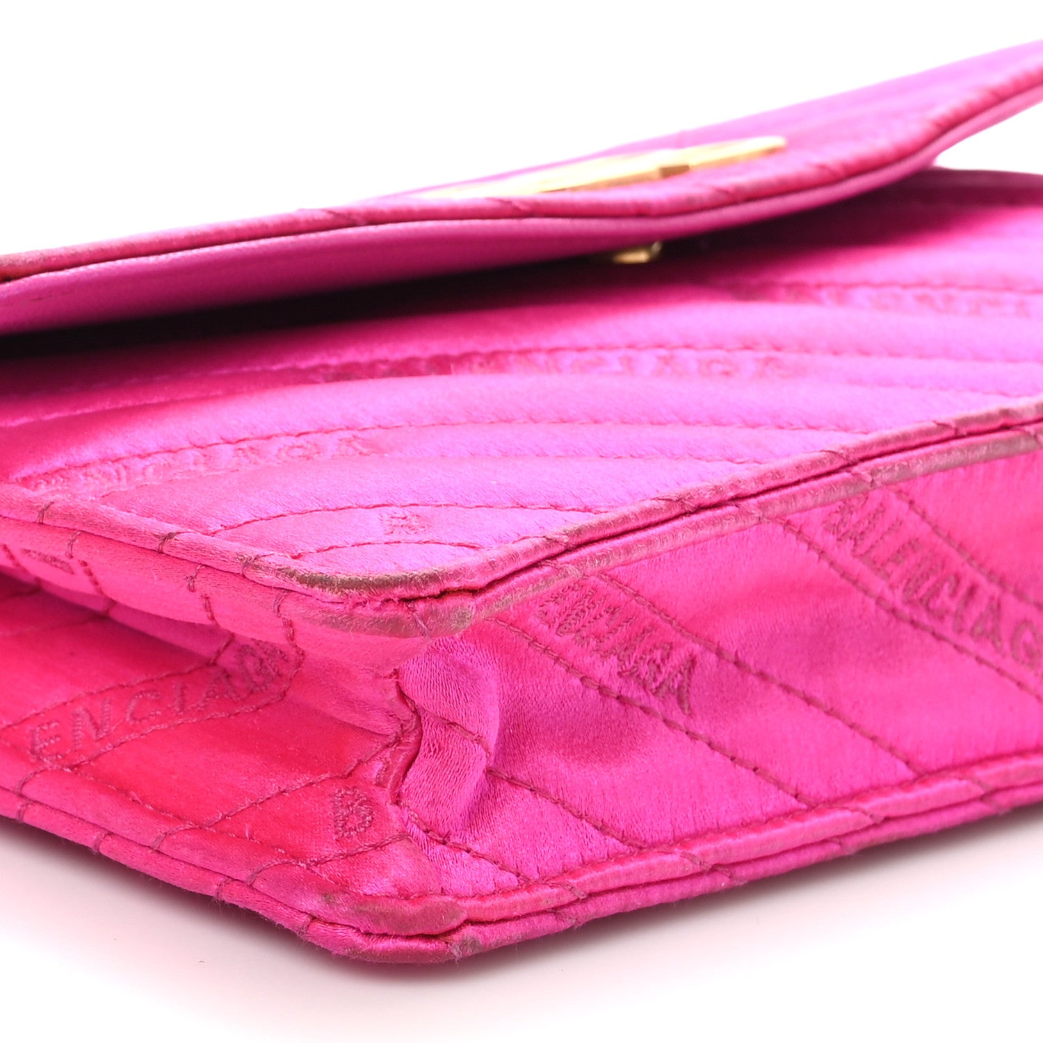 Balenciaga Satin Jacquard Logo Matelasse BB Wallet On Chain Fuchsia 8 of 13