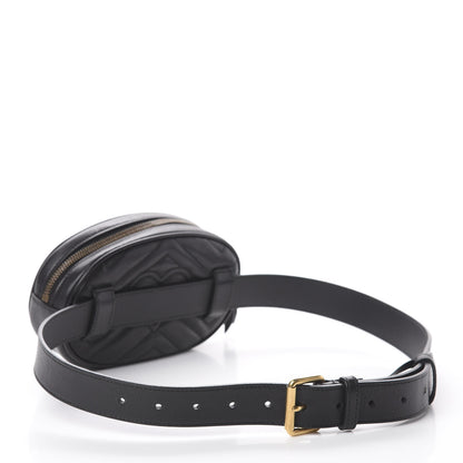 Gucci Calfskin Matelasse GG Marmont Belt Bag 85 34 Black 2 of 7