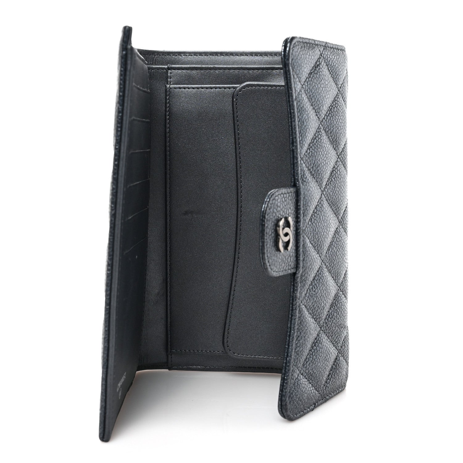 Chanel Iridescent Caviar Quilted Large Gusset Flap Wallet Black 5 of 7