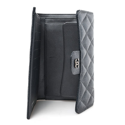 Chanel Iridescent Caviar Quilted Large Gusset Flap Wallet Black 5 of 7
