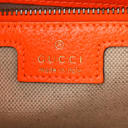 Gucci GG Supreme Monogram Textured Dollar Calfskin Web Ophidia Wristlet Shoulder Bag Beige Ebony Orange 6 of 10