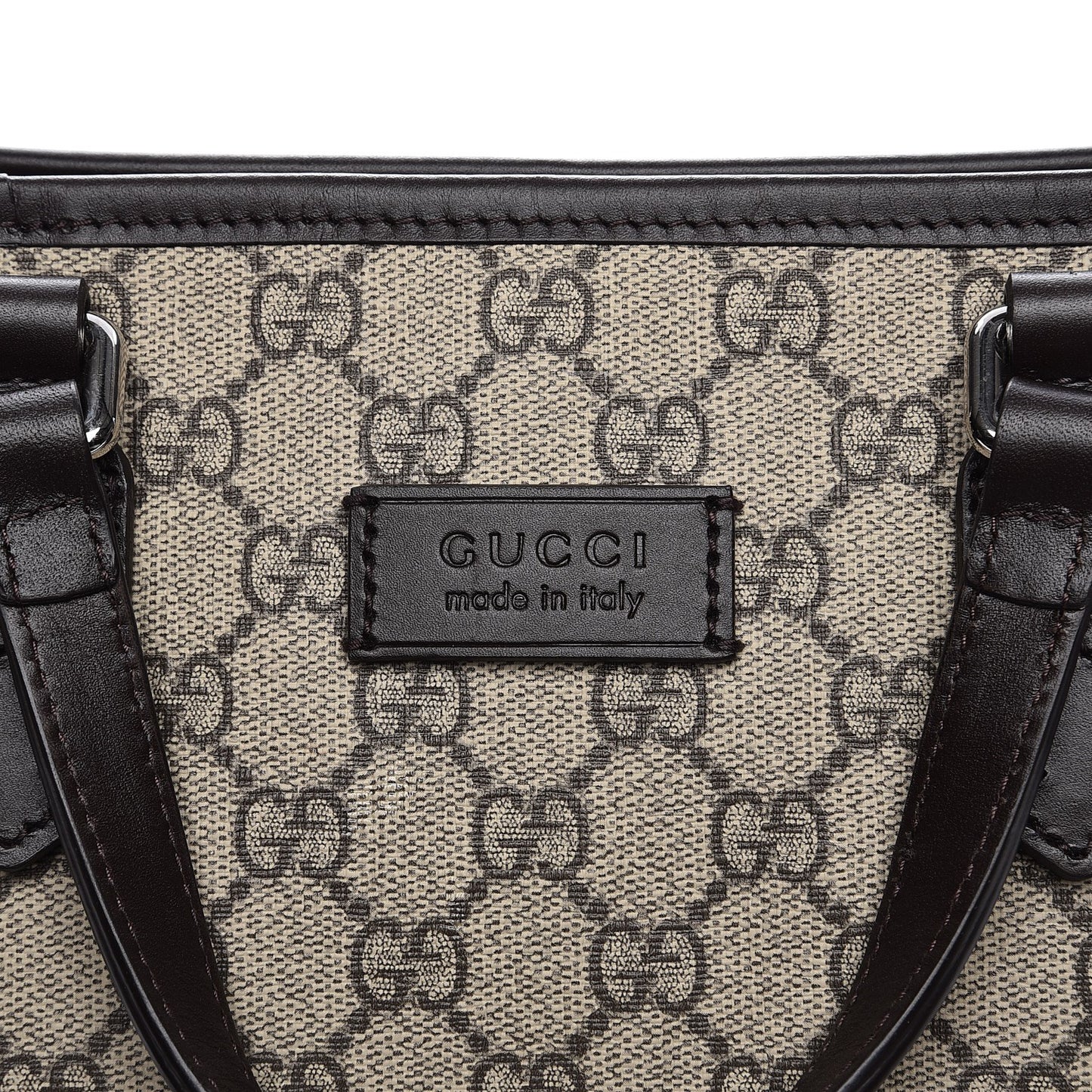 GG Supreme Monogram Small Zippered Tote Dark Brown