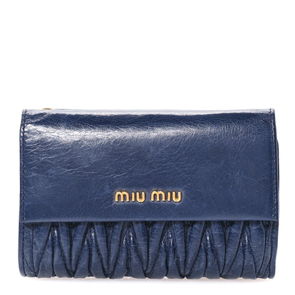 Miu Miu Vitello Lux Matelasse Lux Bi-Fold Compact Wallet Bluette 1 of 7
