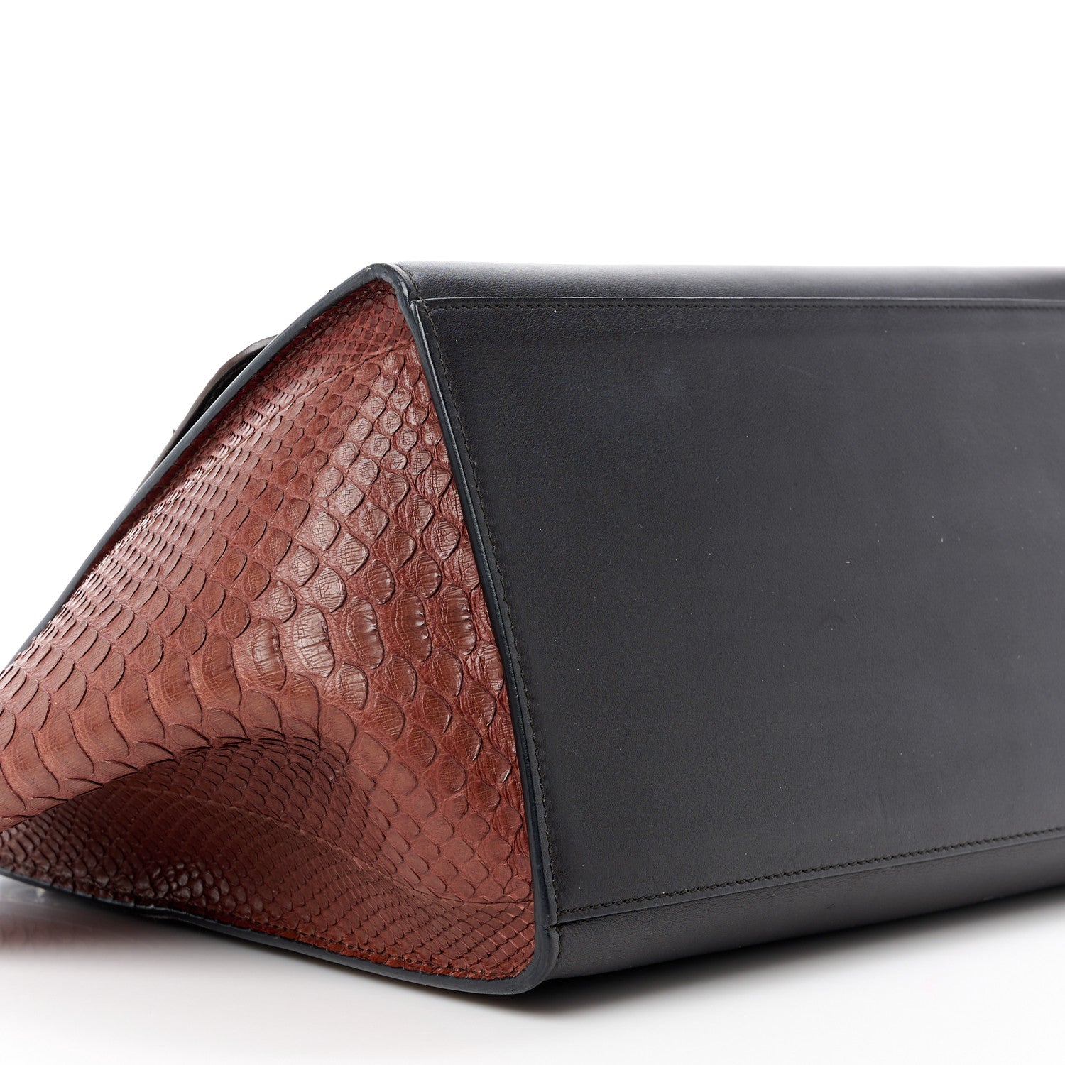 Celine Snakeskin Calfskin Large Trapeze Black Red 9 of 13