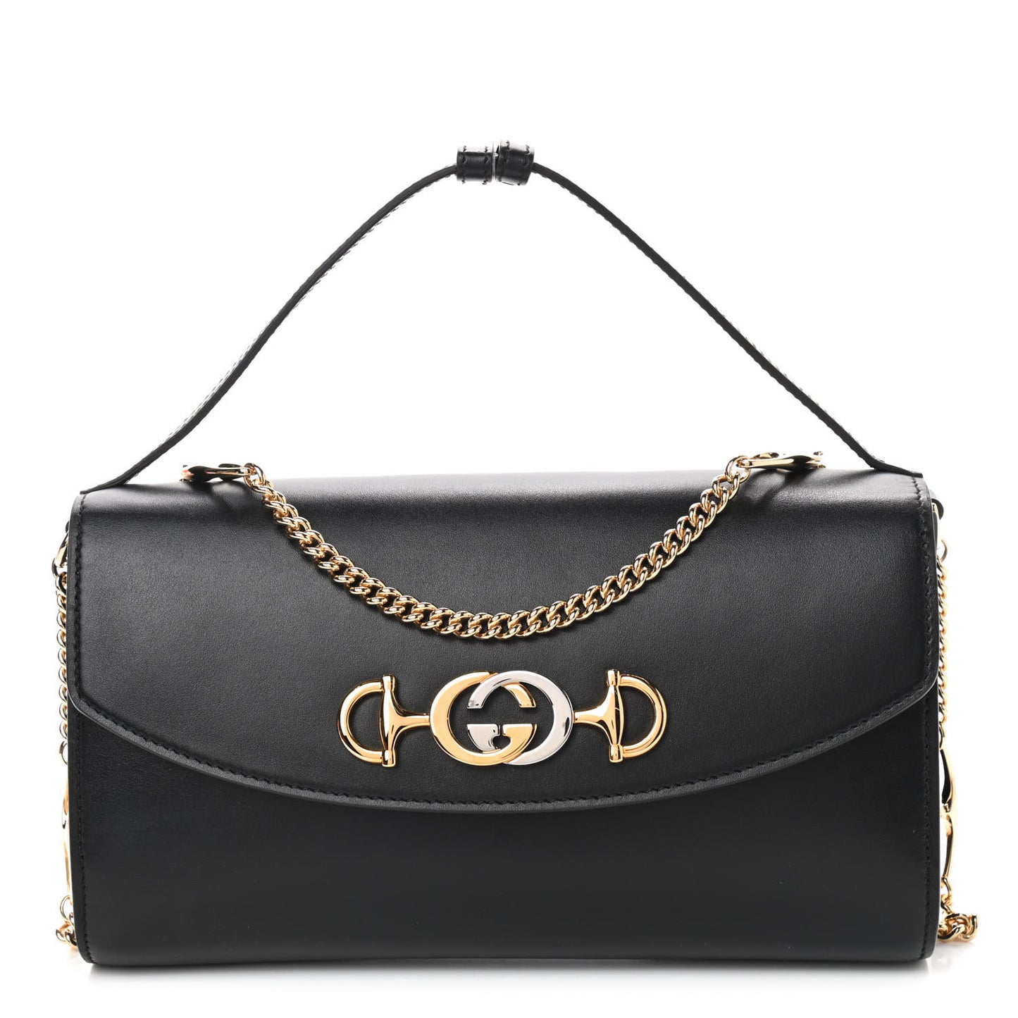Smooth Calfskin Small Zumi Top Handle Shoulder Bag Black
