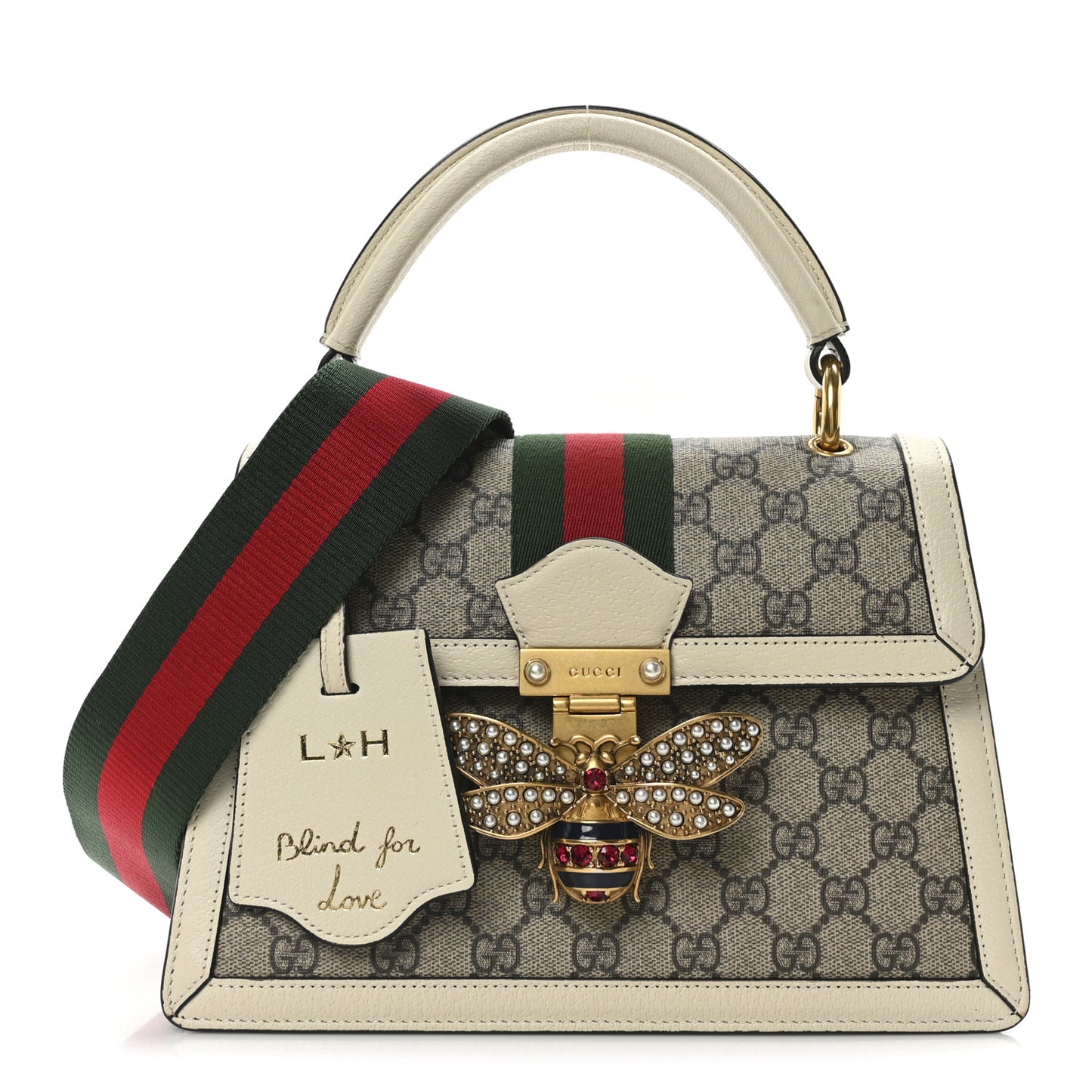 GG Supreme Monogram Small Queen Margaret Top Handle Bag White