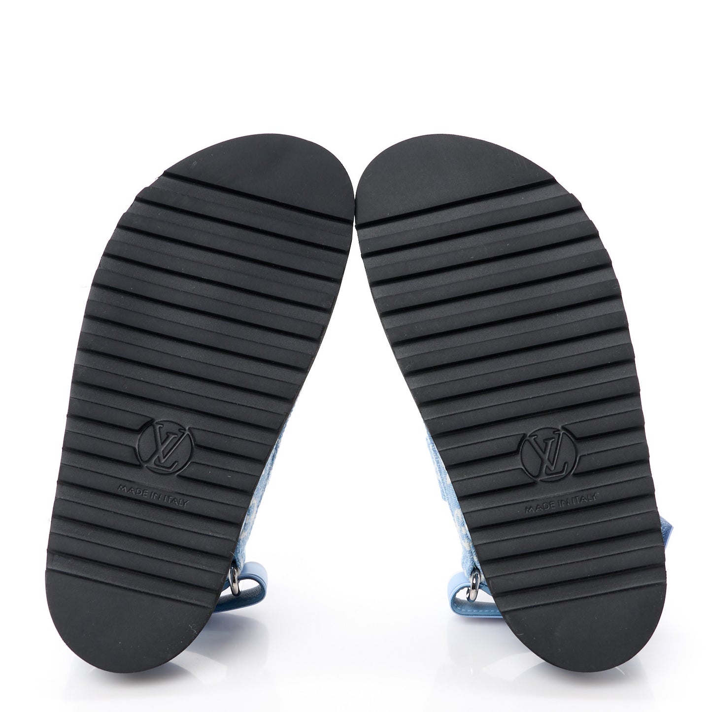Monogram Denim Paseo Flat Comfort Sandals 35 Light Blue