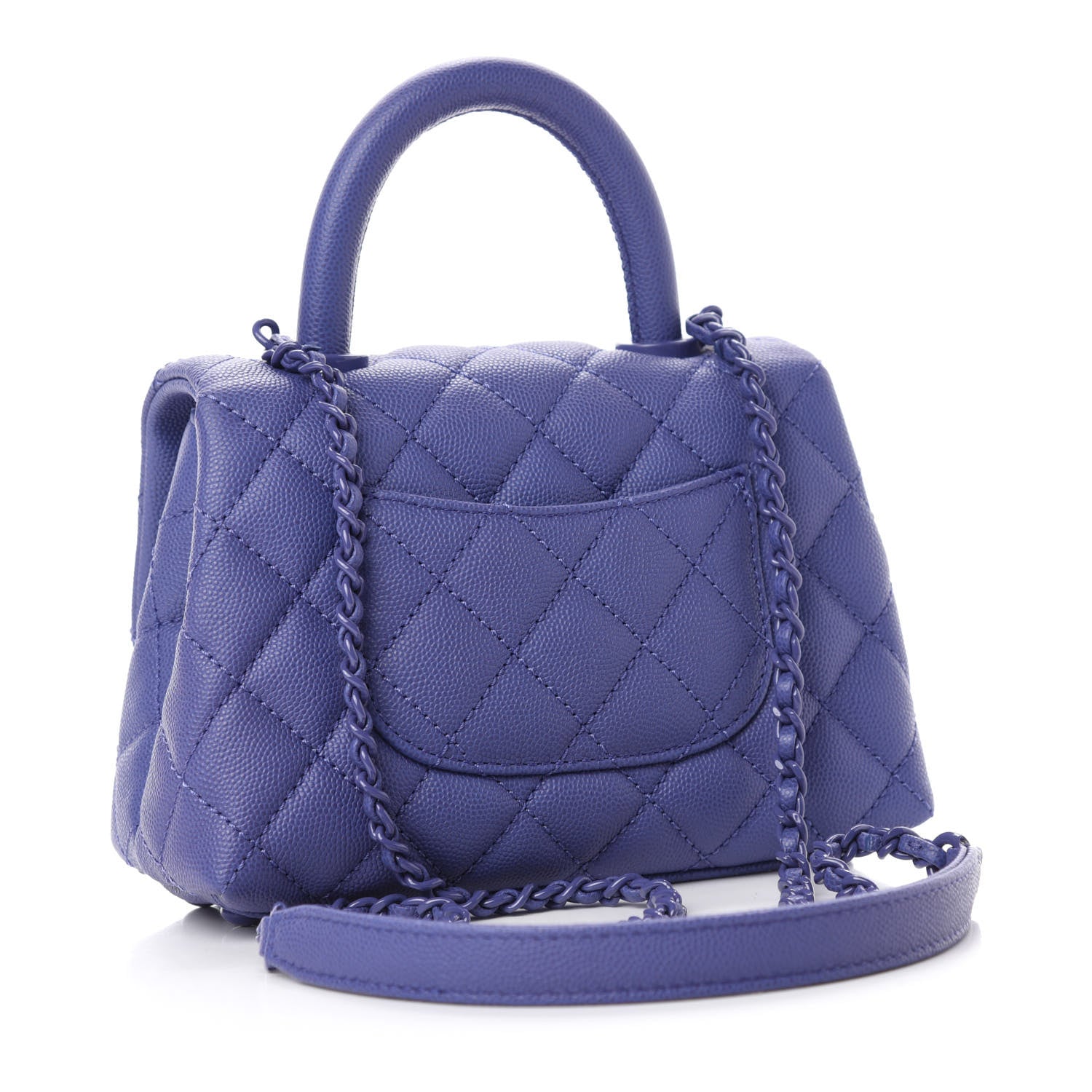 Chanel Caviar Quilted Incognito Extra Mini Coco Handle Flap Blue 3 of 10