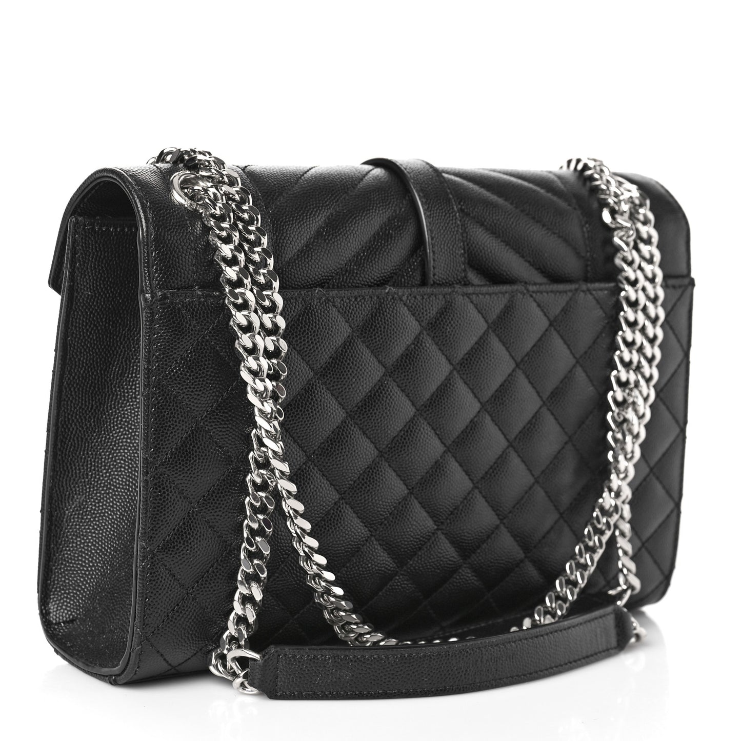 Grain De Poudre Textured Mixed Matelasse Triquilt Medium Monogram Satchel Black