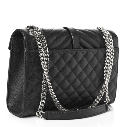 Saint Laurent Grain De Poudre Textured Mixed Matelasse Triquilt Medium Monogram Satchel Black 3 of 10