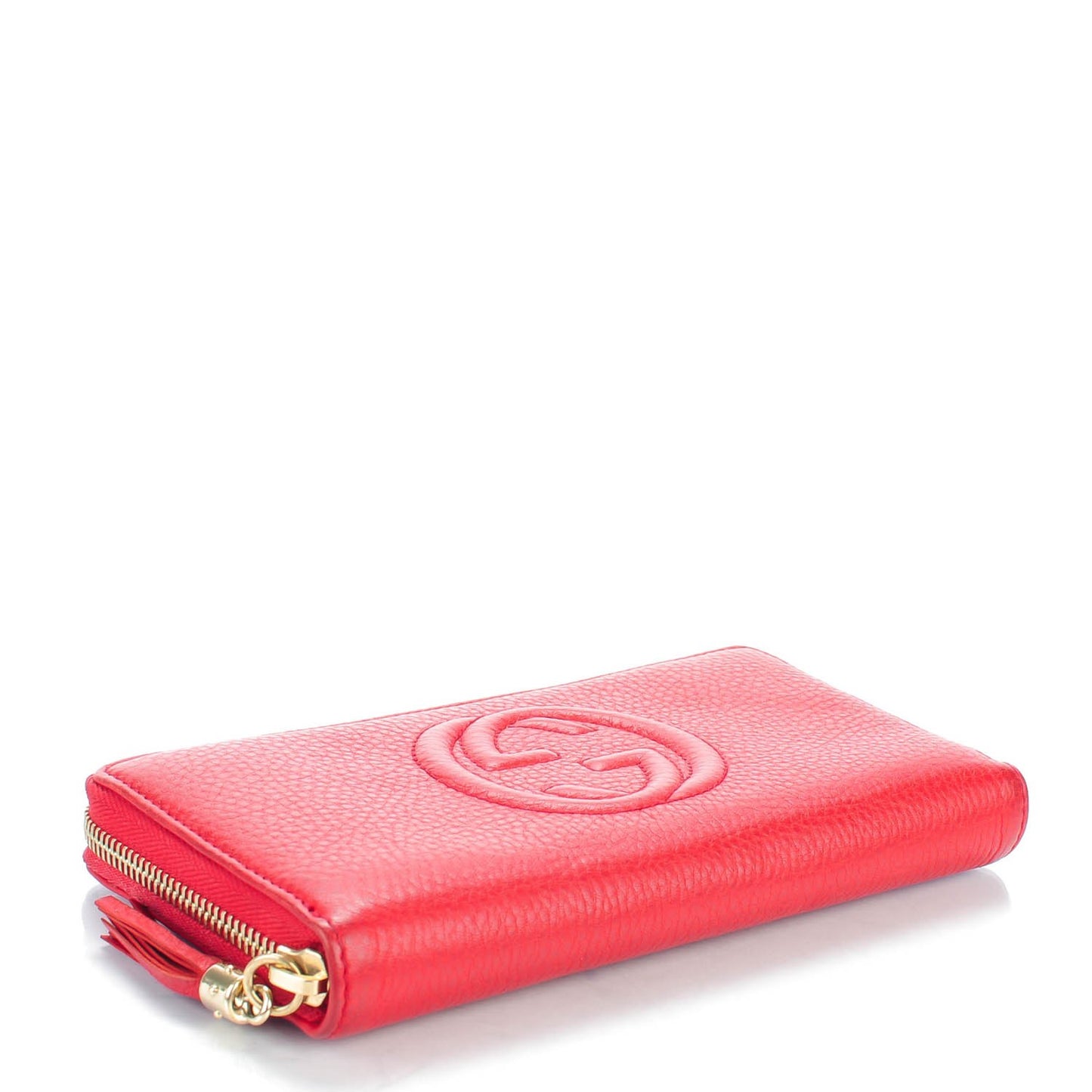 Pebbled Calfskin Soho Zip Around Wallet Red