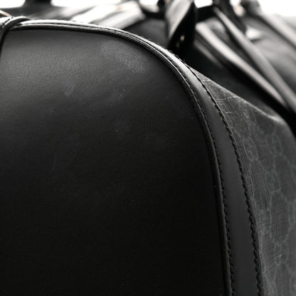Gucci Soft GG Supreme Monogram Appia Calfskin Web Large Carry On Duffle Bag Black Grey 10 of 11