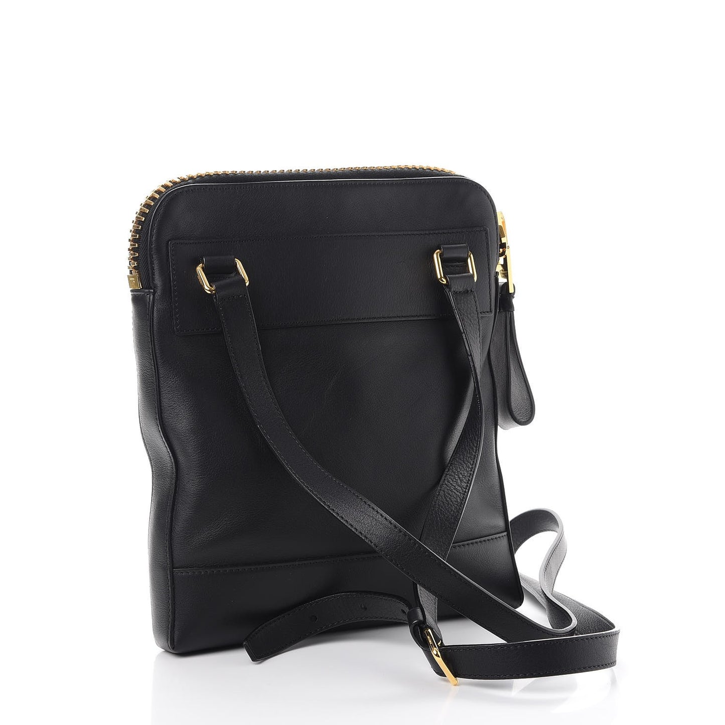 Calfskin Triple Zip Crossbody Bag Black