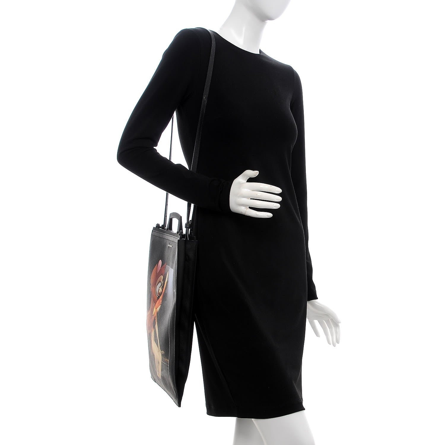 Givenchy Textured Coated Canvas Bambi Print Medium Rave Tote Black 2 of 9