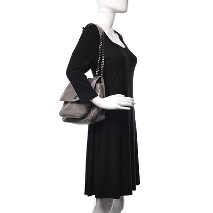 Saint Laurent Crinkled Calfskin Matelasse Monogram Medium Niki Chain Satchel Fog 2 of 11