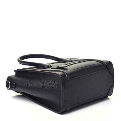 Celine Drummed Calfskin Nano Luggage Black 4 of 9
