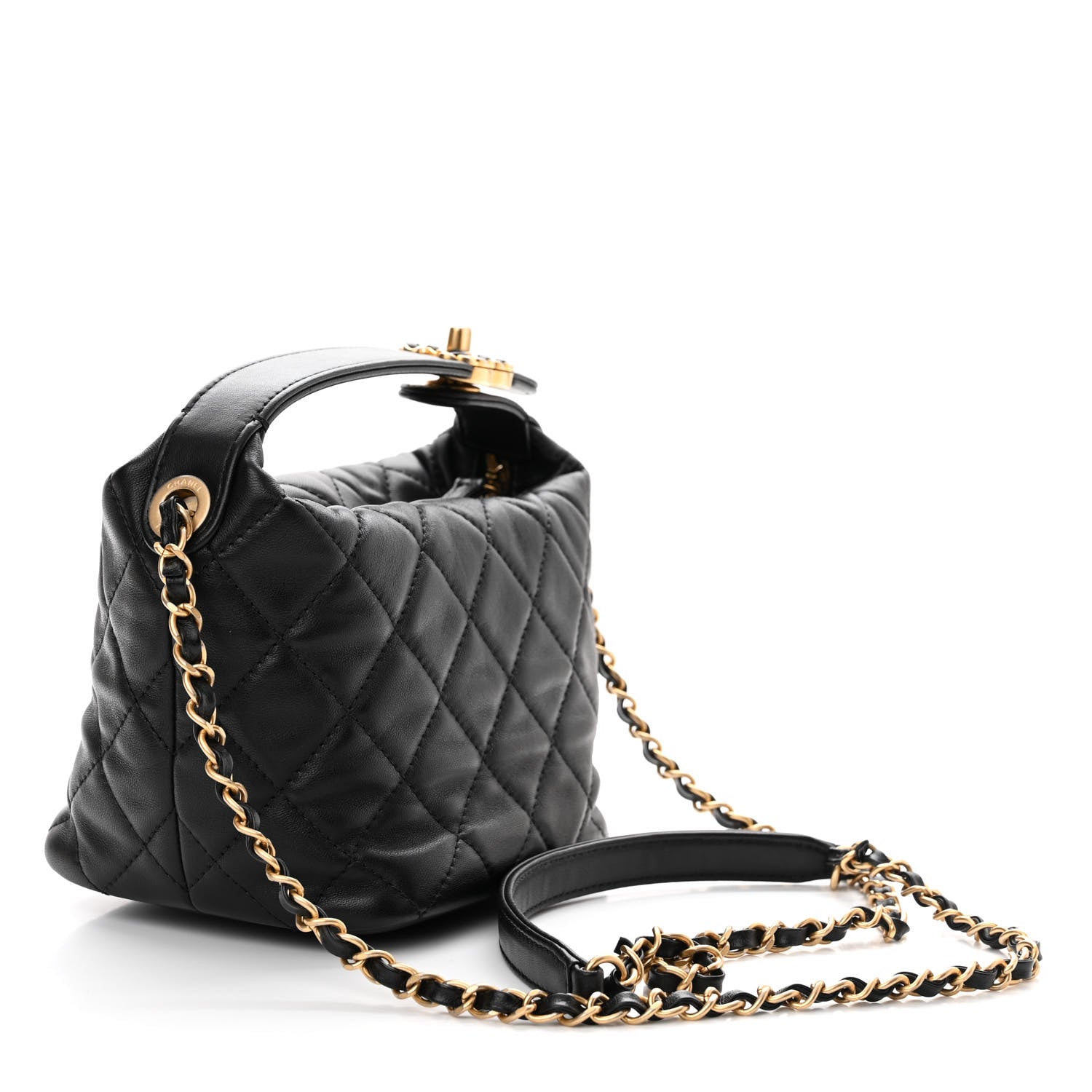Chanel Lambskin Quilted Small Perfect Meeting Hobo Black 3 of 10