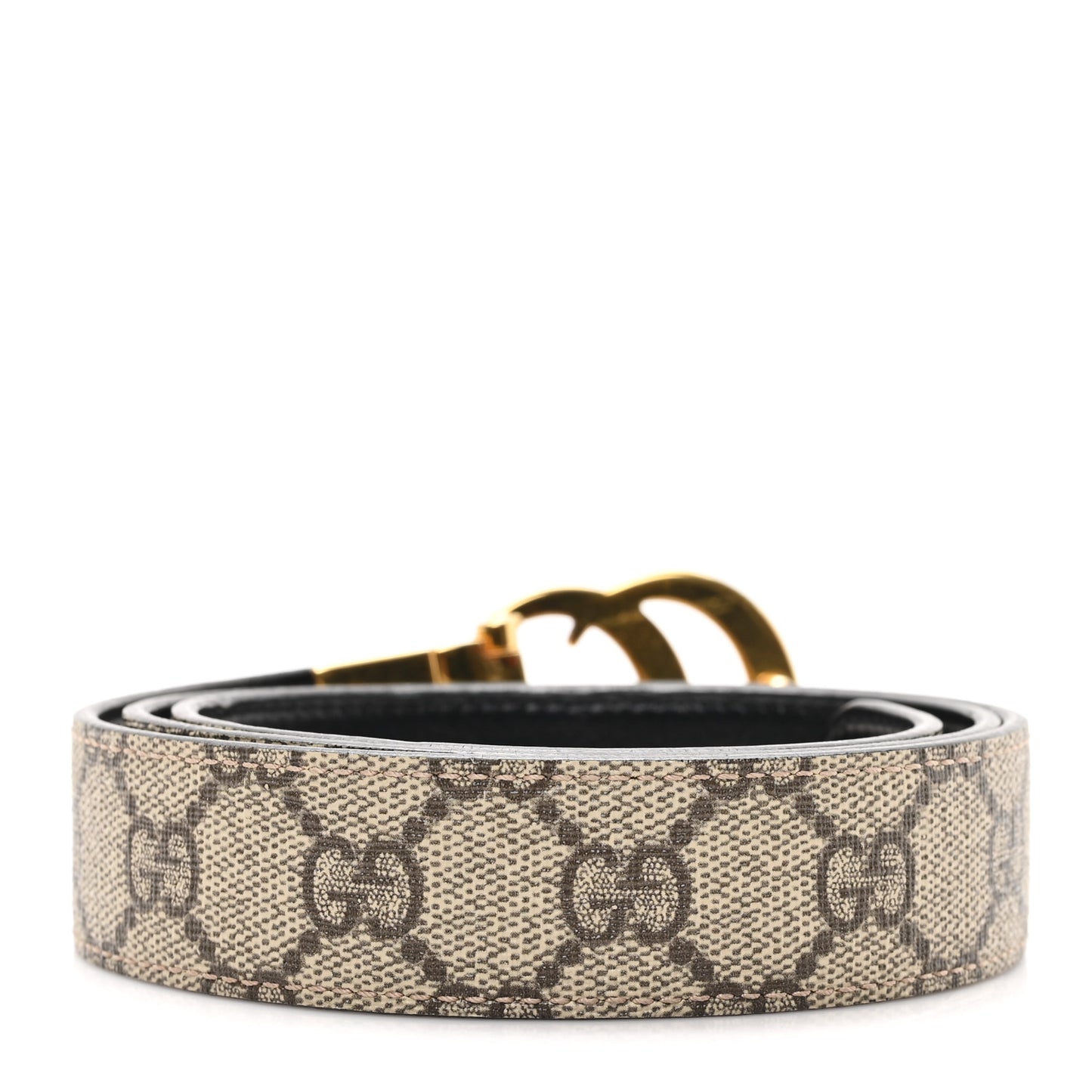 GG Supreme Monogram Plutone Calfskin Double G Reversible 30mm Belt 85 34 Beige Ebony Black