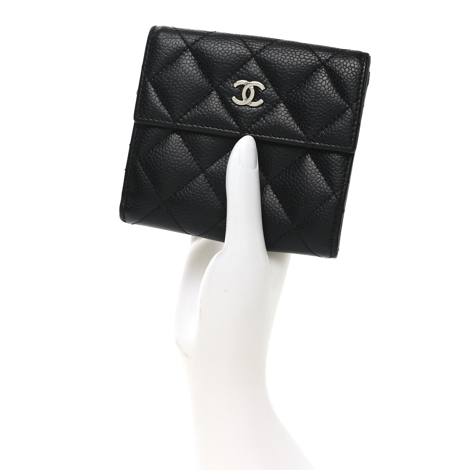 Chanel Caviar Quilted Compact French Flap Wallet Black 2 of 9
