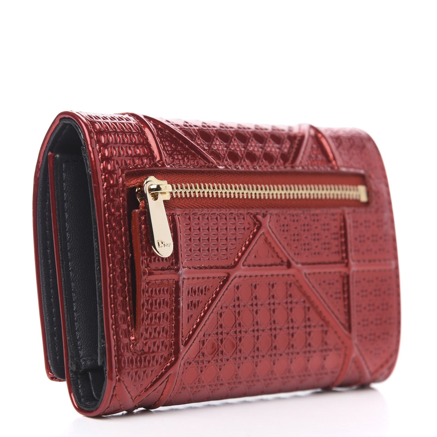 Metallic Patent Micro-Cannage Diorama Elancee Wallet Metal Rusty