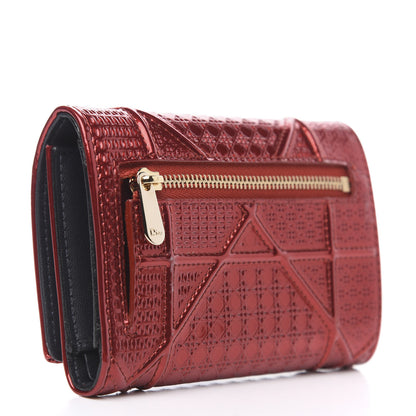 Christian Dior Metallic Patent Micro-Cannage Diorama Elancee Wallet Metal Rusty 3 of 7