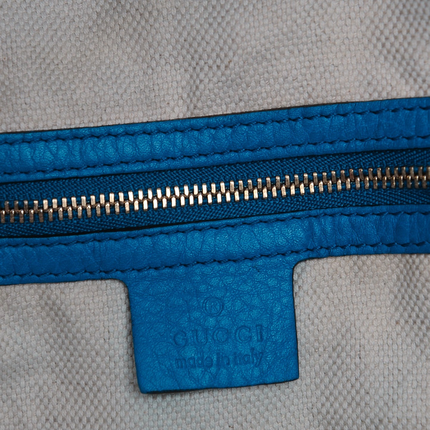 Pebbled Calfskin Large Soho Shoulder Bag Riviera Blue