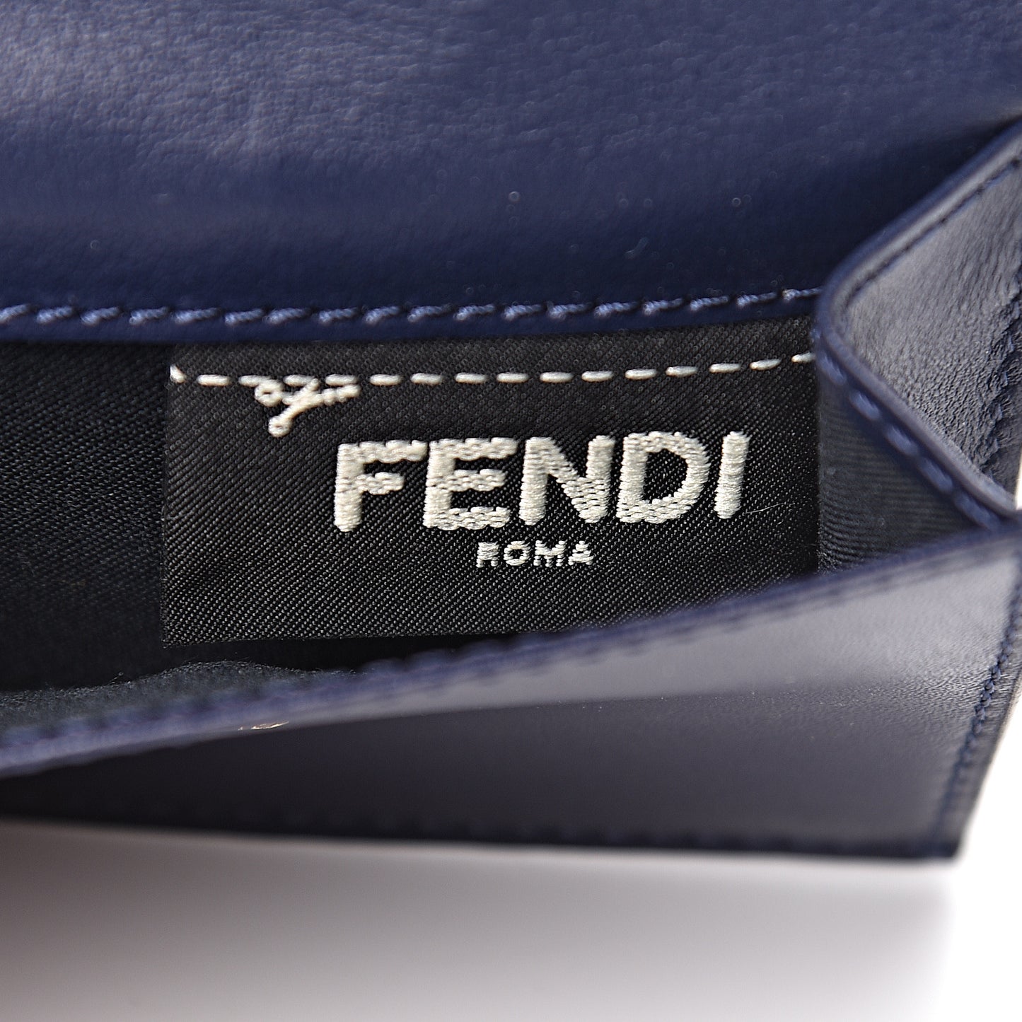 Vitello Liberty Lucido F is Fendi Micro Tri-Fold Envelope Wallet Blueberry