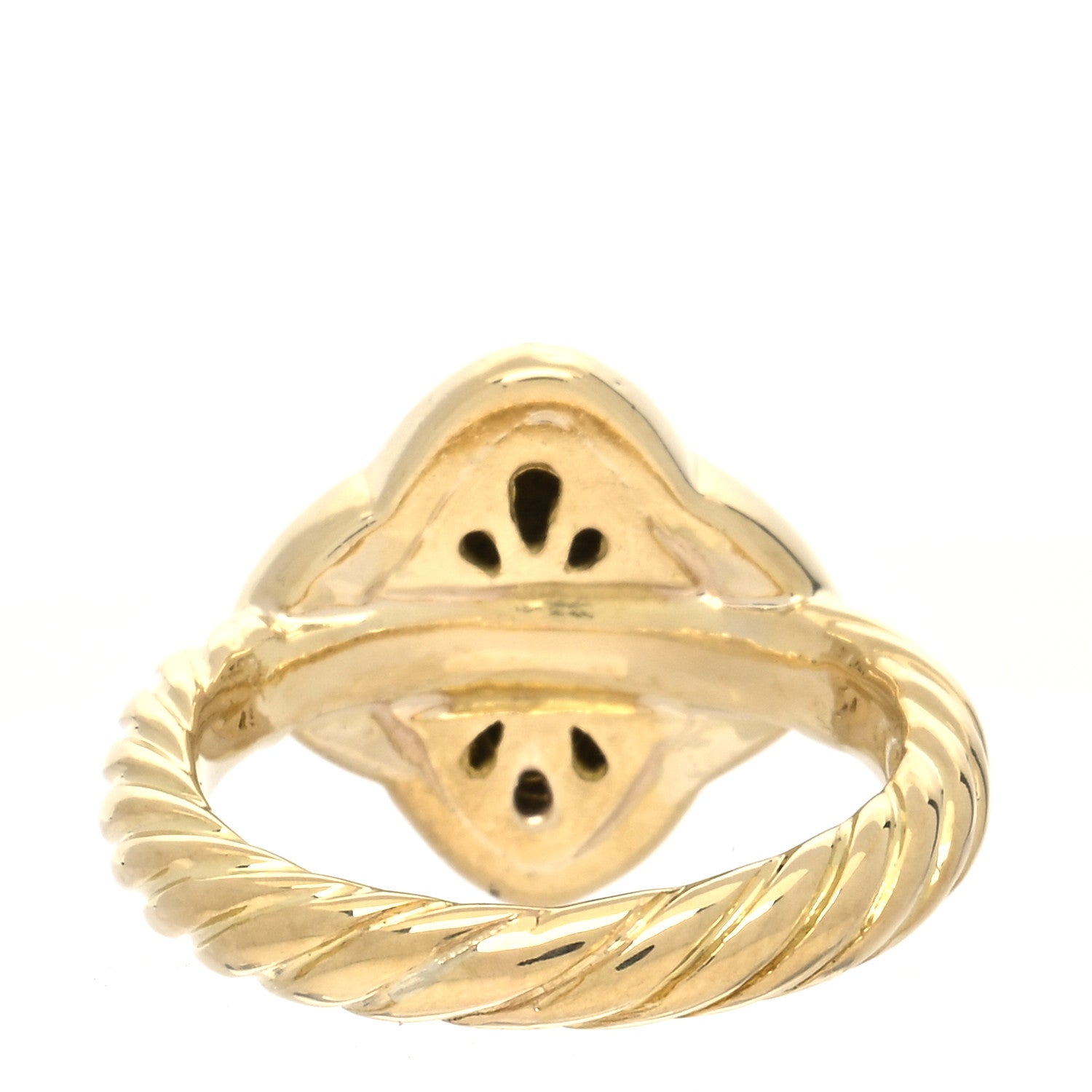 David Yurman 18K Yellow Gold Diamond 14mm Quatrefoil Cable Ring 47 4.25 3 of 4