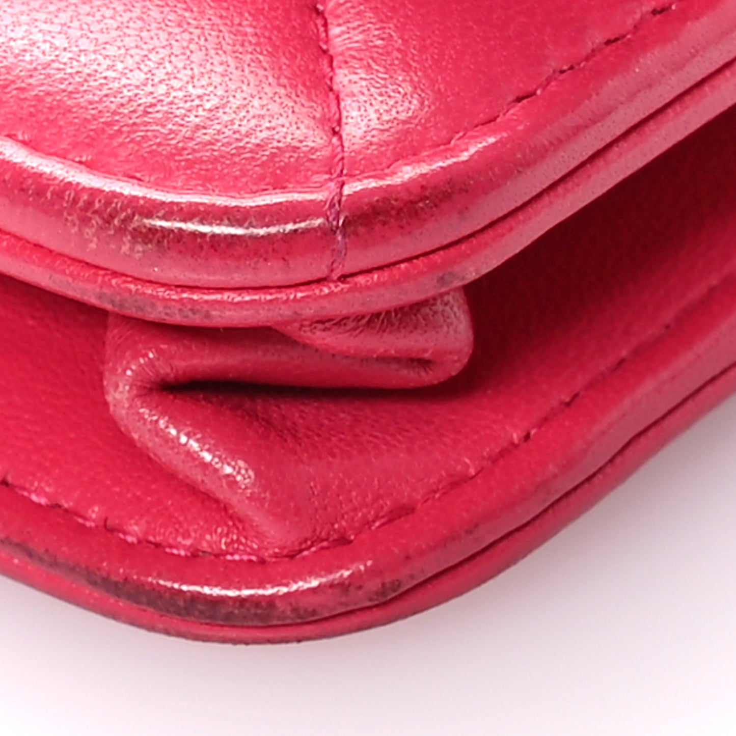 Lambskin Quilted Boy Wallet On Chain WOC Dark Fuchsia