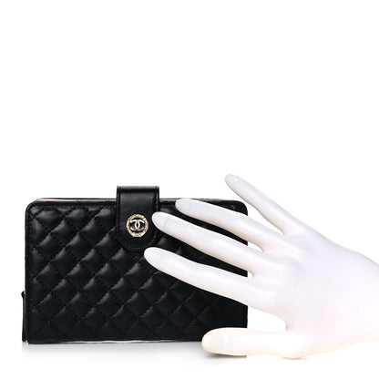 Chanel Lambskin Micro Quilted Double Wallet Black 2 of 11