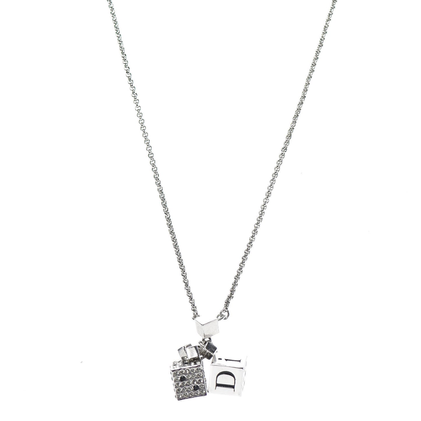 Crystal Dice Necklace Silver