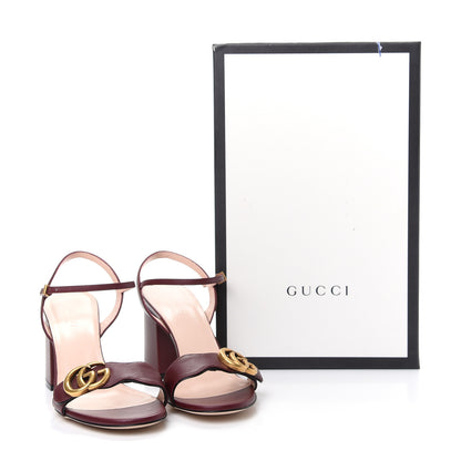 Gucci Lifford Calfskin GG Marmont Ankle Wrap 75mm Sandals 38 Vintage Bordeaux 10 of 10