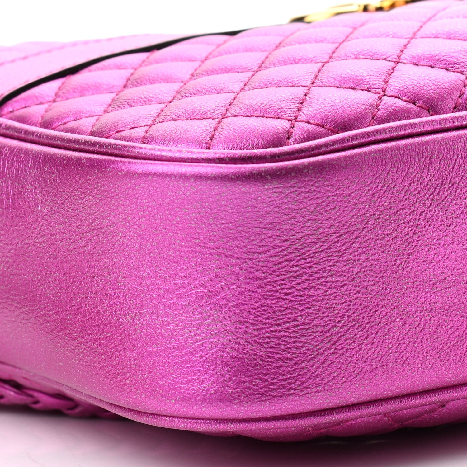 Gucci Laminated Nappa Trapuntata Small Zumi Shoulder Bag Fuxia 9 of 10
