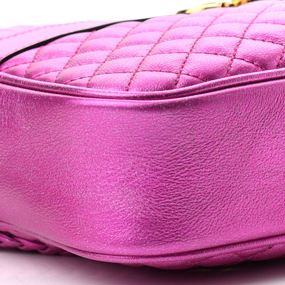 Gucci Laminated Nappa Trapuntata Small Zumi Shoulder Bag Fuxia 9 of 10