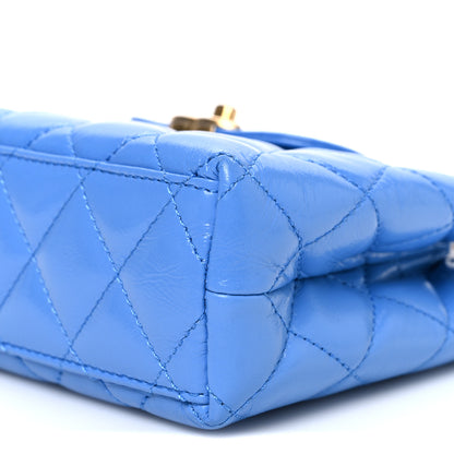 Chanel Shiny Aged Calfskin Quilted Nano Kelly Shopper Blue 10 of 10