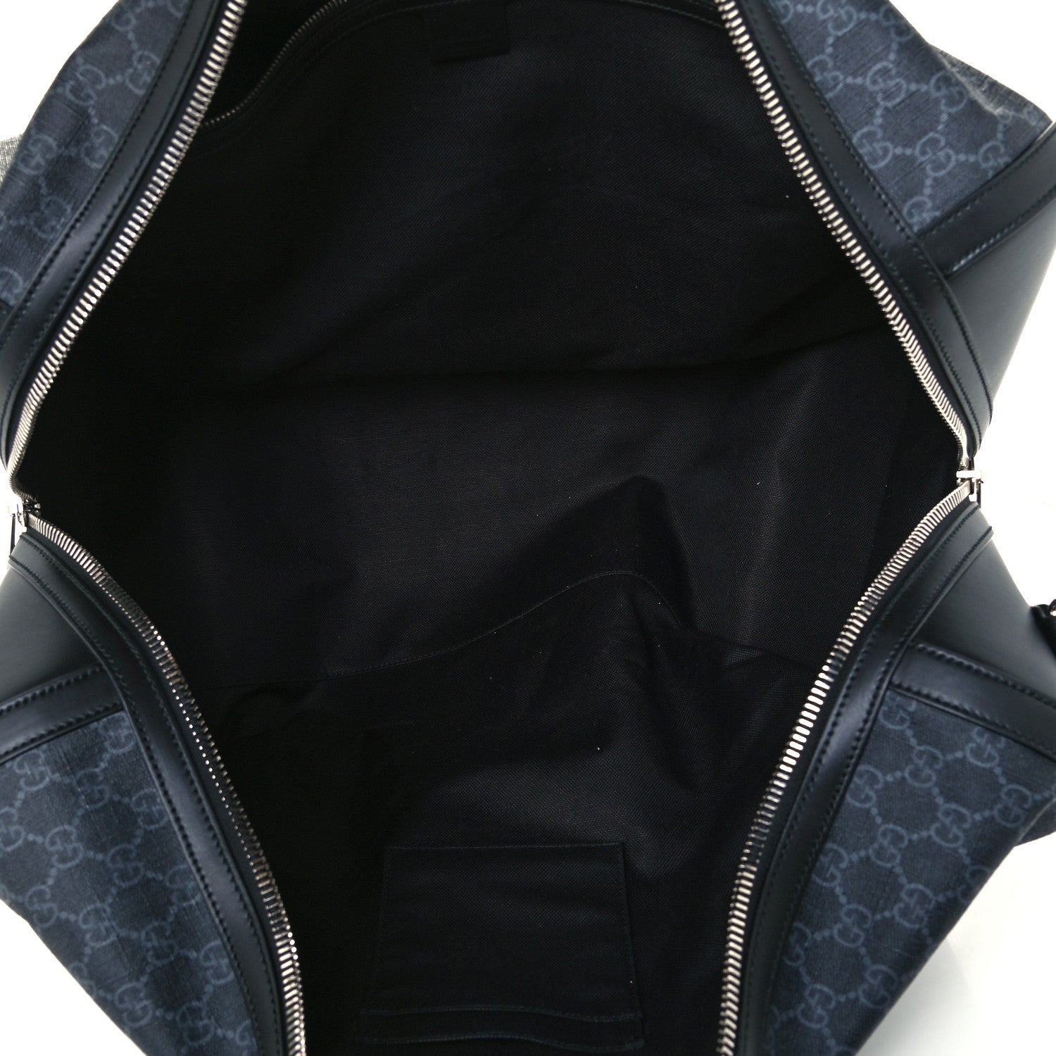 Gucci Soft GG Supreme Monogram Appia Calfskin Web Large Carry On Duffle Bag Black Grey 5 of 13