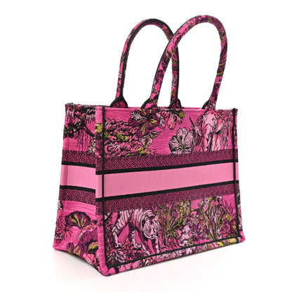 Christian Dior Canvas Embroidered Medium Toile de Jouy Voyage Book Tote Fuchsia Multicolor 3 of 10