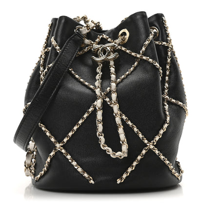 Chanel Lambskin Entwined Chain Bucket Bag Black 1 of 10
