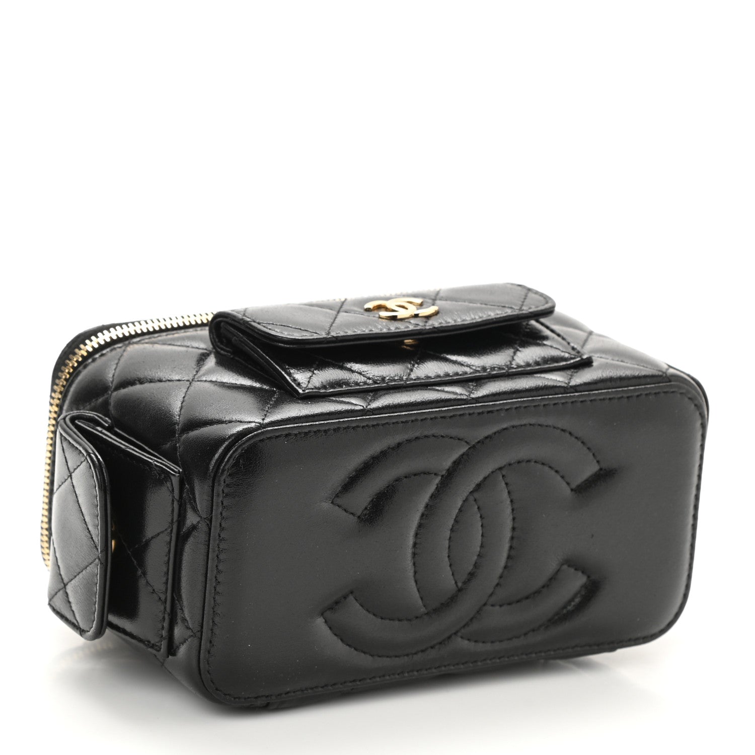 Chanel Lambskin Quilted Polly Pocket East West Top Vanity With Chain Black 4 of 12