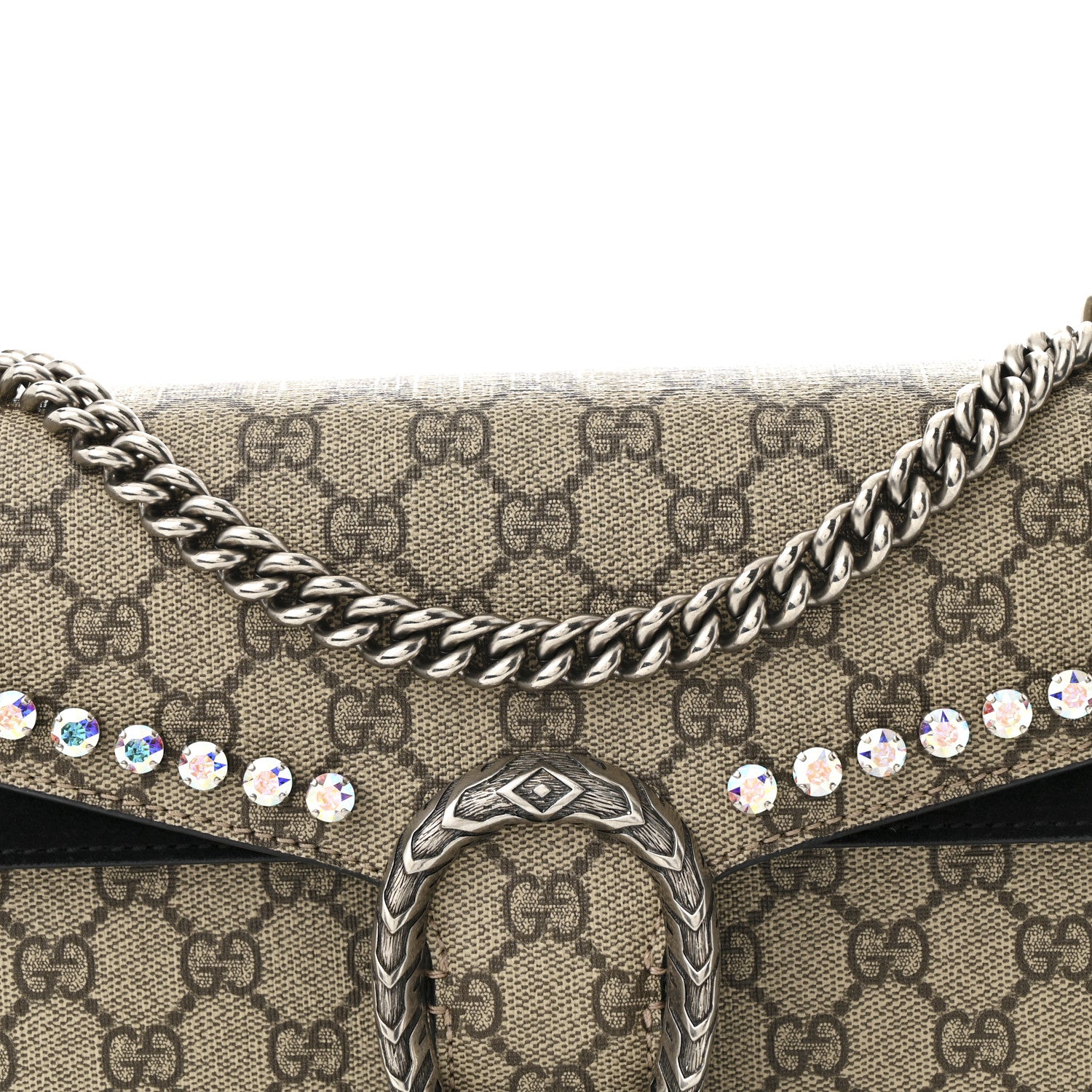 Gucci GG Supreme Monogram Crystal Small Dionysus Shoulder Bag