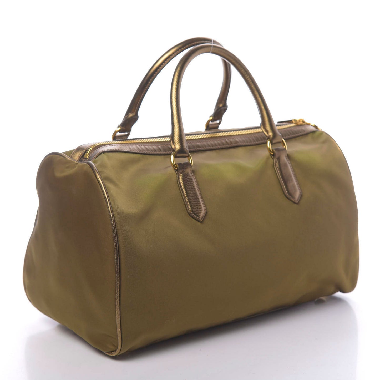 Metallic Tessuto Nylon Saffiano Bauletto Gold